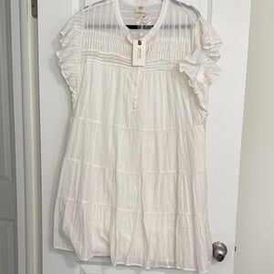 White Ruffled Women's Lined Dress